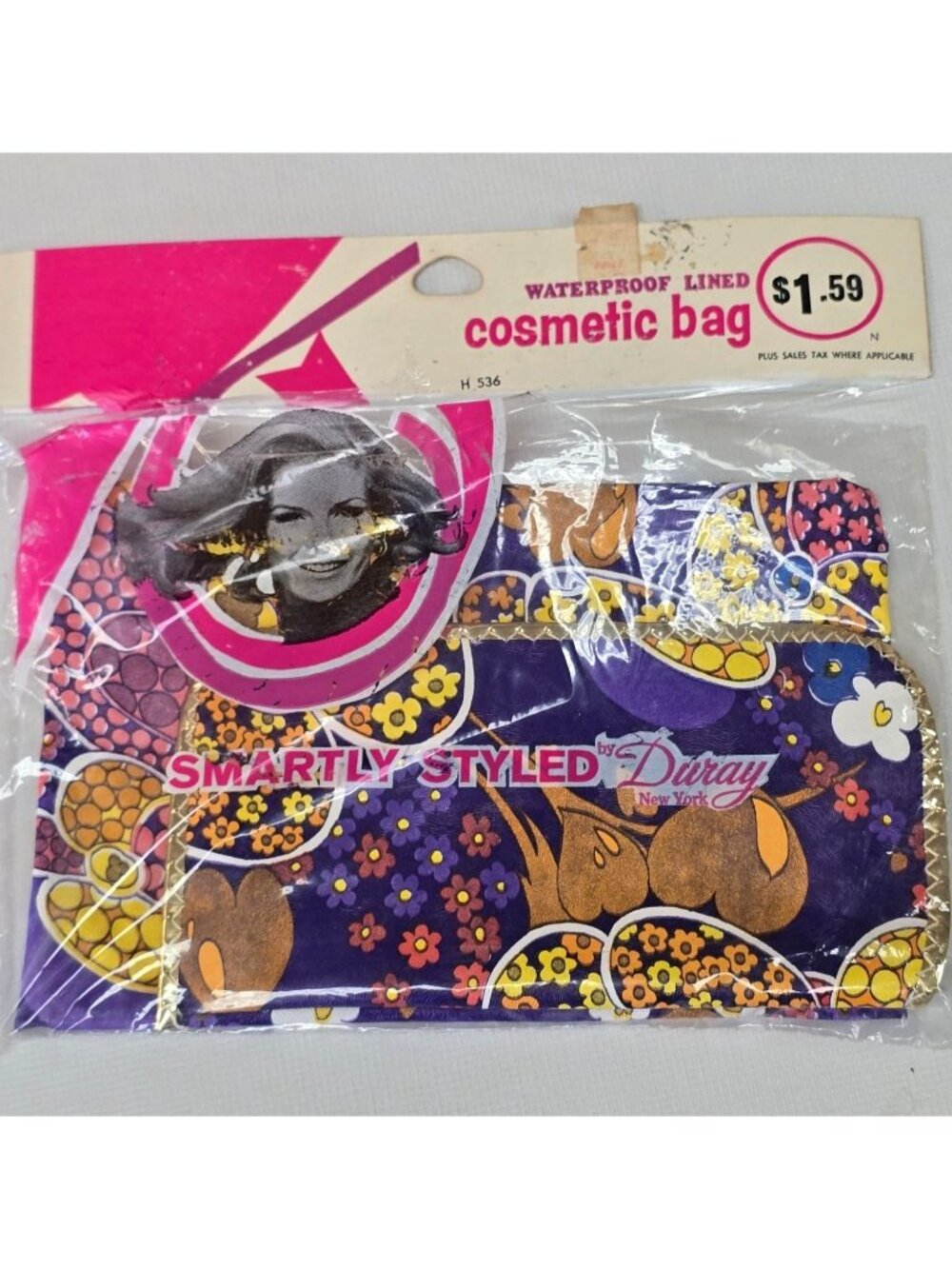 VTG 1960s Retro Hippie Make Up Bag & Sunglass Case Bright Floral Duray New York - Picture 1 of 11